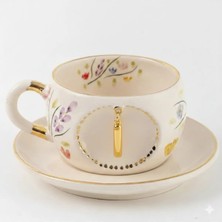 BSK Ceramics Handmade Harfli Porselen Bahardalı Çay Fincanı İ Harfi