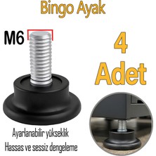 Glaswen 4 Adet Bingo Rotil Ayak Ayakları M6 Civatalı 6 mm Siyah Profil Ayağı 2.5 cm