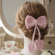 Uretti - Tuğba 9352 7025 Sarkıt Kalp ve Yaprak Detaylı El Örgüsü Fiyonk Toka