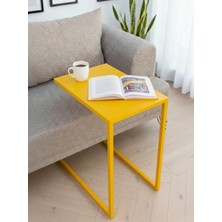 Adowan Sarı Metal C Sehpa Modern Minimalist Yan Sehpa Koltuk Altına Giren Laptop ve Kahve Sehpası 🟨