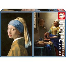 Educa Puzzle 2X1000 Parça Inci Küpeli Kız + Sütçü Kız, Johannes Vermeer 20309