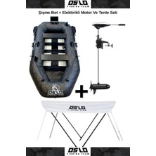 Oslo Fishing Team Kamuflaj (0.90MM) Şişme Bot Motor ve Tente Seti