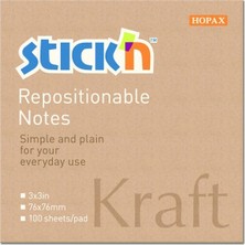  hopax stickn 76x76mm kraft notes yapışkanlı not kağıdı 100 yaprak (12 paket) 21639