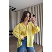 Sue Store Sarı Oversize Modal Kumaş Gömlek