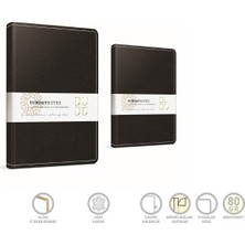  sunday notes ıp dikişli deri kapak not defteri 19x26cm 140 yaprak çizgili (2 li paket) 4924