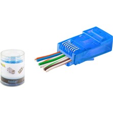 Pileli Store Cat6 Ez RJ45 Konnektör - 100 Adet Mavi / Özel Plastik Kutulu ND2404