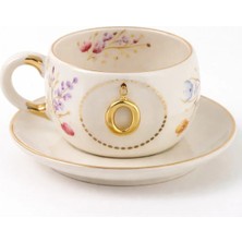 BSK Ceramics Handmade Bahardalı Harfli Porselen Çay Fincanı O Harfi