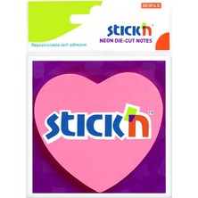  hopax stickn 70x70mm kalp neon pembe yapışkanlı not kağıdı 50 yaprak (4 paket) 21448