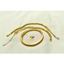 Meyra Home Gold Rengi 3'lü Kombin Kılçık Çift Zincir Bileklik