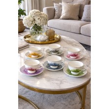 Kadim Vizyon Ince Porselen Çiçekli Bone China Fincan Takımı 6 Kişilik 90 ml