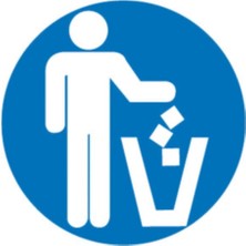  aplı yapışkanlı kağıt uyarı etiketi (çöp kovası) 114x114 mm (1 adet) ref-10433