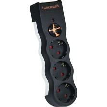 Tuncmatik Çoçuk ve Bebek Korumalı Akım Korumalı Priz 3 Lü Siyah 1.5 Metre Kablolu 2ADET