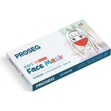 Proseg Kız-Erkek Çocuk Unisex Meltblown Filtreli 3 Katlı Telli Kırmızı Çocuk Maskesi (10 Lu Paket)