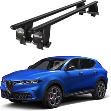 Today Auto Royal Alfa Romeo Tonale (2022 ve Sonrası) Uyumlu Siyah Kilitli Ara Atkı Port Bagaj Tavan Barı