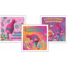  trolls doğum günü kartı 9x5,5cm + zarf (10 lu paket)