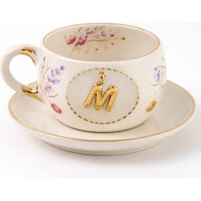 BSK Ceramics Handmade Harfli Porselen Bahardalı Çay Fincanı M Harfi