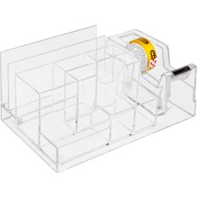  desk organizer bant kesicili masa seti (masa üstü kalemlik notluk seti) şeffaf