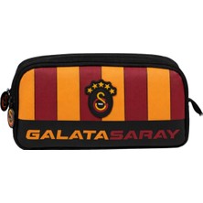 Galatasaray Lisanslı Parçalı Desenli Çift Bölmeli Kalemlik - Rubber Logolu Su Itici Kumaşlı Kalem Kutusu