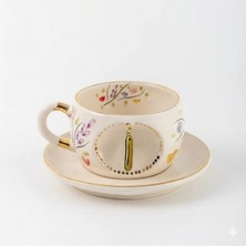 BSK Ceramics Handmade Harfli Porselen Bahardalı Çay Fincanı I Harfi