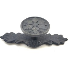 Pileli Store Antika Tarz Dekoratif Pirinç Çiçek Düğme - 27X70 Mm, Oksit