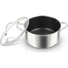 UNIQELLA Uniqella Silver Pro Serisi 20CM Derin Tencere 3.3l Cam Kapaklı