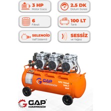 GAP Kompresör Hava Kompresörü Sessiz ve Yağsız 100LT GPS750X3