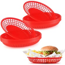 Akyüz Plastik 🍔 10'lu Plastik Hamburger Servis Sepeti – Fast Food Sunum Sepeti