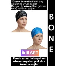 Wintoup #bone Konforlu Esnek Yumuşak Havuz Deniz Yüzme Kaygan Iç Yüzey Şık Su Geçirmez Saç Bonesi Ikili Set