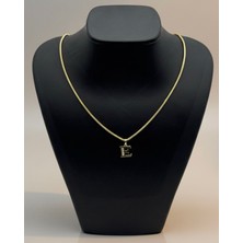 Lunays Xuping Yılan Sırtı Zincir E Harf Kolye Ucu Zirkon Taşlı Kadın Kolye Vıp Seri