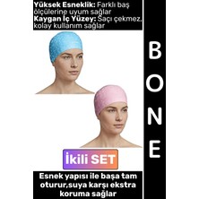 Wintoup #bone Konforlu Esnek Yumuşak Havuz Deniz Yüzme Kaygan Iç Yüzey Şık Su Geçirmez Saç Bonesi Ikili Set