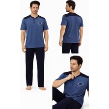 Sude Erkek Pijama Takımı Kısa Kollu Alt Uzun - A300-05 ve A301-1173-1 %100 Koton