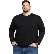 Battal Moda Erkek Büyük Beden Siyah Pamuklu Uzun Kollu Tişört 3xl-4xl-5xl-6xl-7xl-8xl