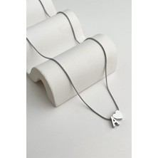 Gülnar Bijuteri Kalpli Harf Kolye Silver -M Harfi- 316L Çelik Kararmaz Paslanmaz