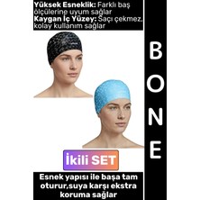 Wintoup #bone Konforlu Esnek Yumuşak Havuz Deniz Yüzme Kaygan Iç Yüzey Şık Su Geçirmez Saç Bonesi Ikili Set