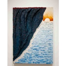 Orijinal 3 Boyutlu Soyut Rölyef Tablo - Gece ve Gündüz Manzarası (50X70CM)