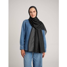 AYSHARA Nazenin Düz Monogram Çift Taraflı Şal - Gri