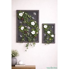 Yapay Çiçek Sitesi Ahşap Çerçeveli Yapay Çiçek Duvar Tablosu 60X80 cm 2li Set
