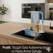 Cendix CX7EVY02 Teleskopik Evye Düzenleyici Ayarlanabilir Lavabo Organizer Sepetli Raf Mavi