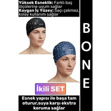 Wintoup #bone Konforlu Esnek Yumuşak Havuz Deniz Yüzme Kaygan Iç Yüzey Şık Su Geçirmez Saç Bonesi Ikili Set