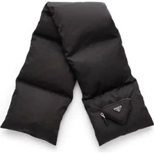 Unisex Plakalı Yün ve Re-Naylon Atkı