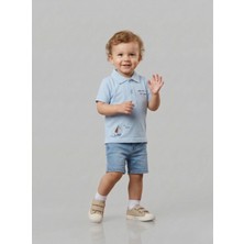 Sani Erkek Bebek Gemi Desenli Kot Şortlu Takım