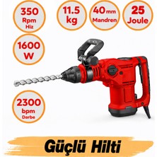 Proter Kırıcı Delici 11.5 kg Darbeli Matkap 1600 W Metal Beton Elektropnömatik Delme Hilti 25 Joule Güç