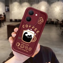 Ucuc Vivo Y27 5G/Y27S Uyumlu Darbeye Dayanıklı Kamera Korumalı Bordo Silikon Baskı Desenli Kılıf