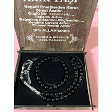 Gülnar Bijuteri Akik Taşı Tesbih & Bileklik Seti Özel Tasarım Siyah