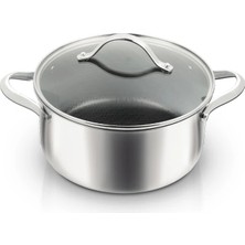 UNIQELLA Uniqella Silver Pro Serisi 24CM Derin Tencere 5.3l Cam Kapaklı