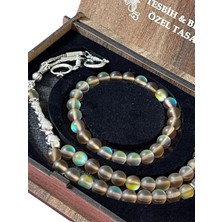 Gülnar Bijuteri Termal Taşı Tesbih & Bileklik Seti Özel Tasarım Kahve Yeşil