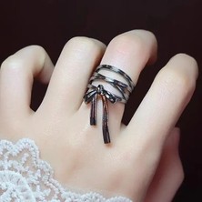 Blue Cat Bijouterie Kadınlar Için Ayarlanabilir Açık Yüzük Metal Punk Hip Hop Tarzı Aksesuarlar