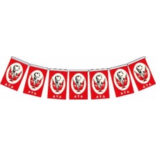 Vatan Orta Boy İpli Kağıt Atatürklü Bayrak 12x8Cm 50 Li Vt808