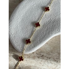 Çelik Mini Gold Bordo Cleef Bileklik
