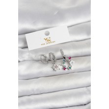 Senson Pirinç Gümüş Renk Çiçek Model 3'lü Kadın Küpe - Lisinya